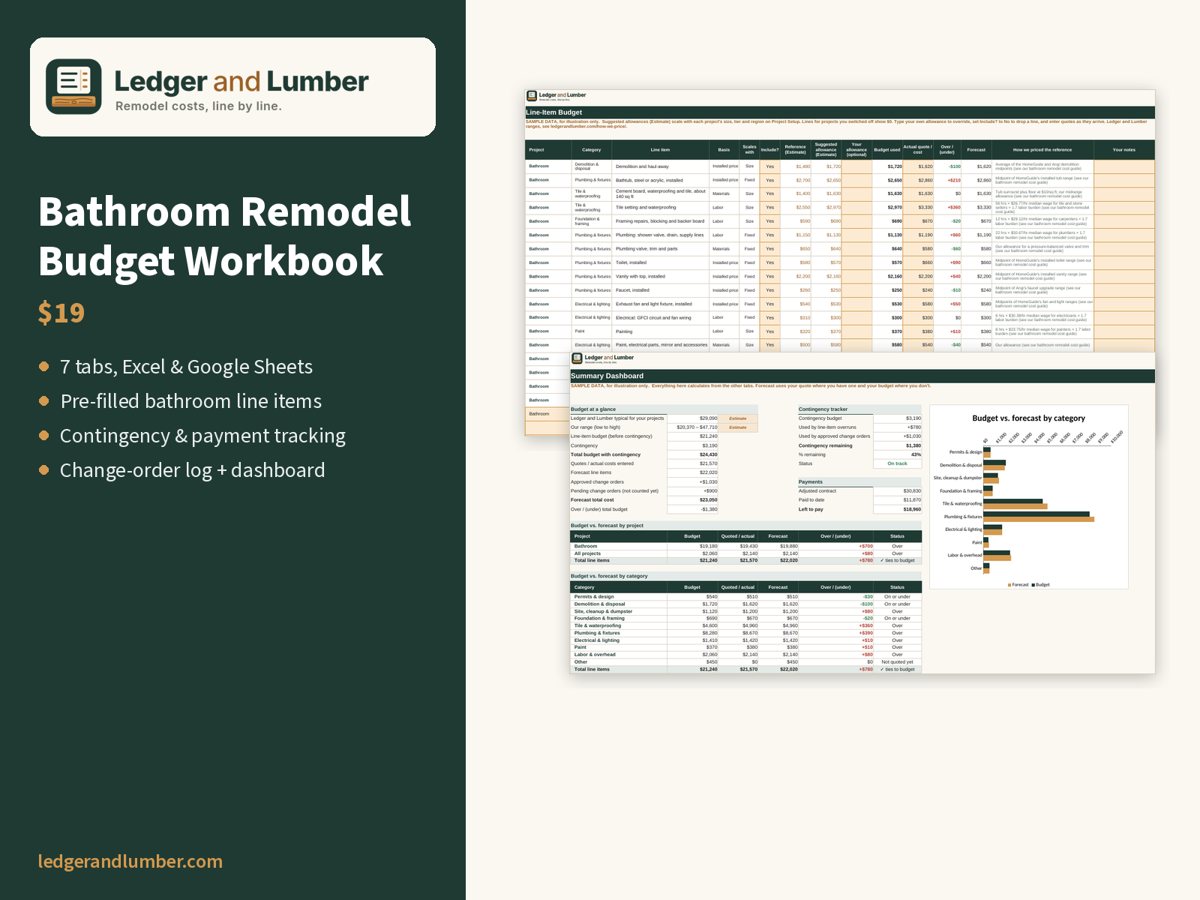 Bathroom Remodel Budget Workbook preview