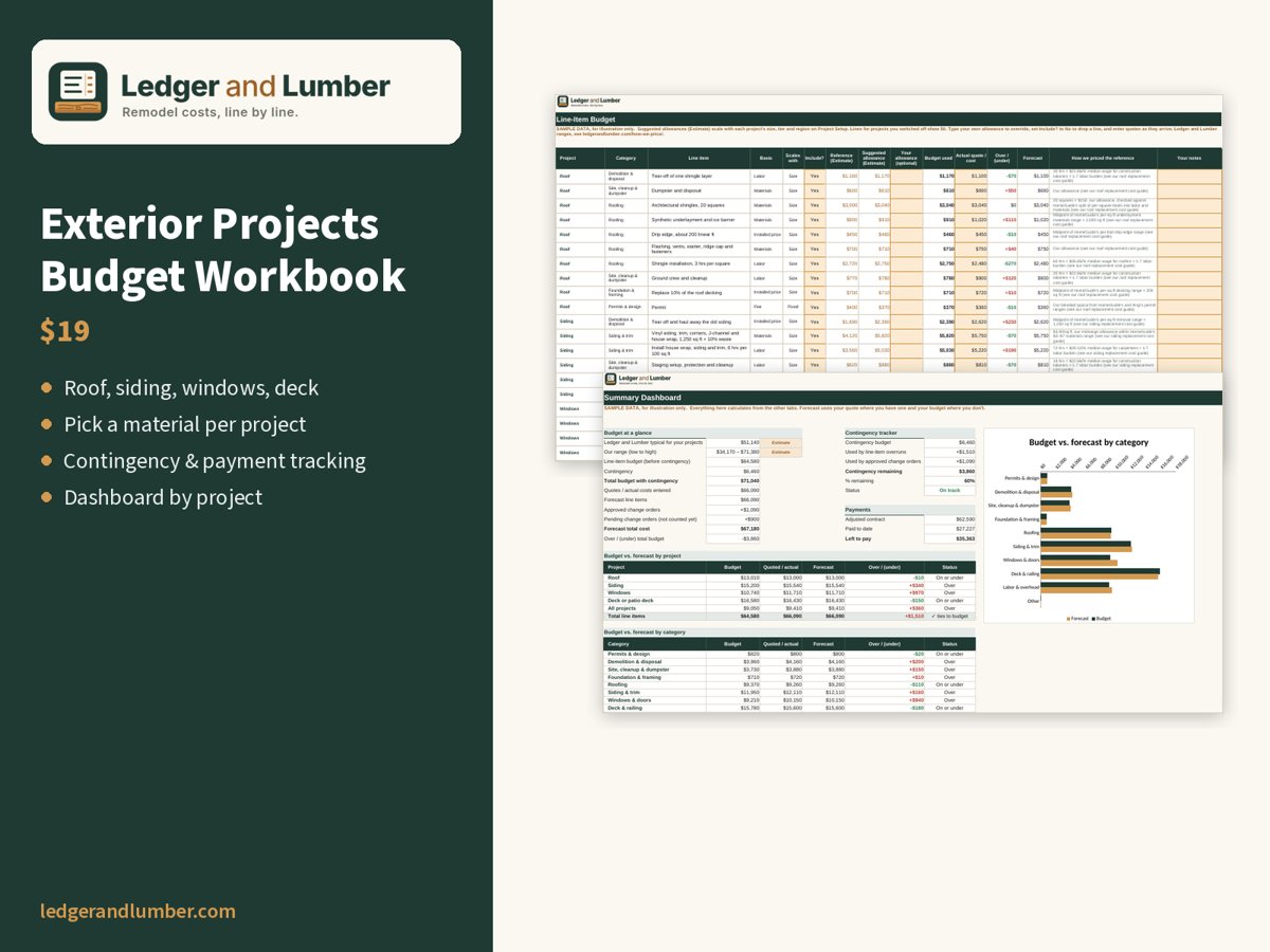 Exterior Projects Budget Workbook preview